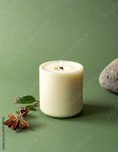 Minimalist Candle Flame on Digital Lavender, Luminous Blue, Energy Orange, Pop Pink, Meadowland Green, Clay, Wax Paper, Cocoa Powder Textured Background, Serene Calm Eco Wellness Wellness Concept, Amp