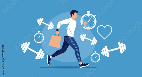Fitness And Health Represented In Dynamic Illustration Of Energetic Lifestyle