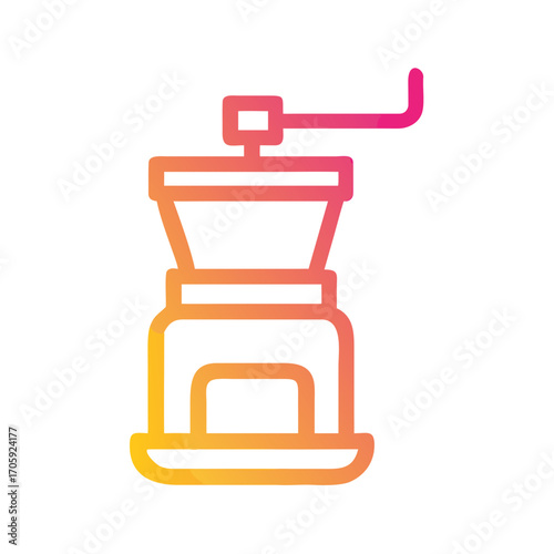 Vintage coffee grinder icon in vibrant gradient colors  