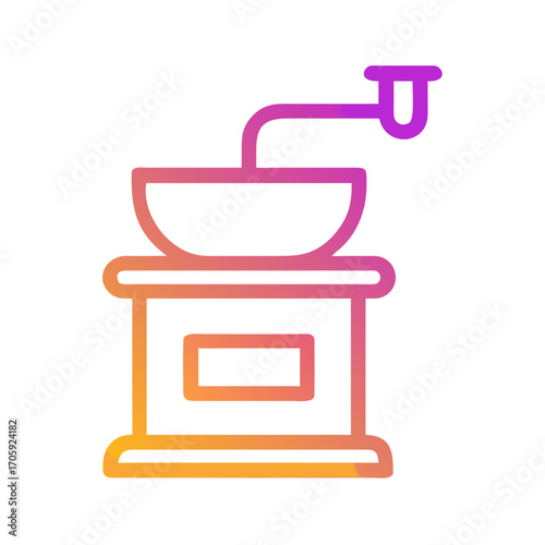 Vintage coffee grinder illustration in colorful gradient design  