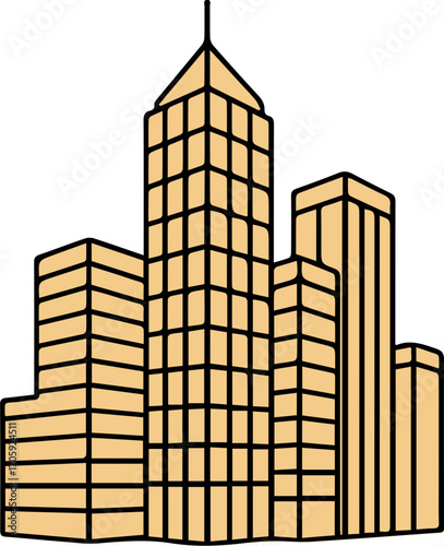 Minimalist Skyscraper Line Art Illustration