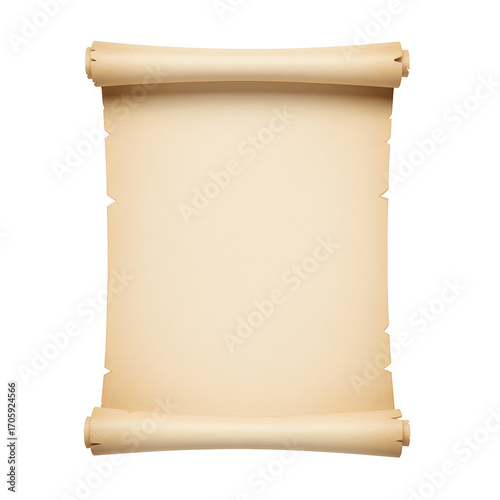 Old Paper Scroll Unfurled with Blank Surface for Text or Message