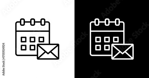 Email Calendar White Icon Set Design
