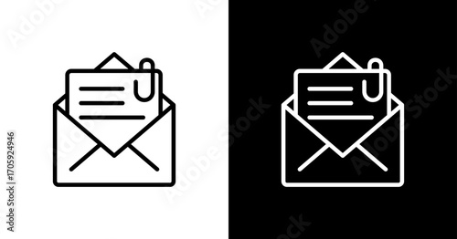 Email Attachments White Icon Set Design