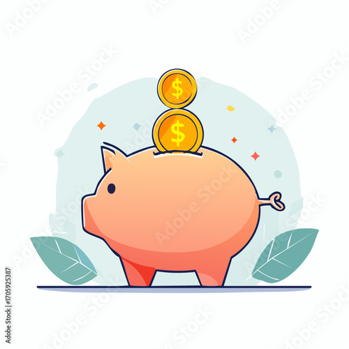 Pink Piggy Bank With Gold Coins Savings Investment Finance