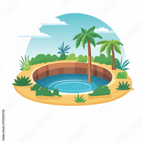 Desert Oasis Lush Tropical Oasis Palm Trees Sandy Desert Oasis