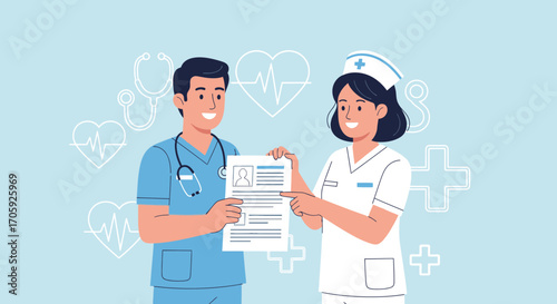 Healthcare Professionals Collaborating And Presenting Patient Information In Medical Office