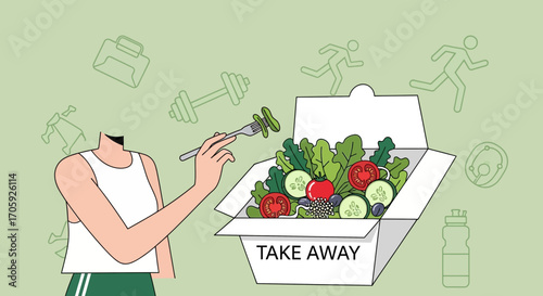 Healthy Eating Takeaway Concept Depicting Fitness Lifestyle And Balanced Diet