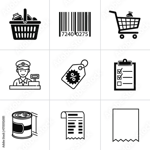 Shopping and retail vector icons set