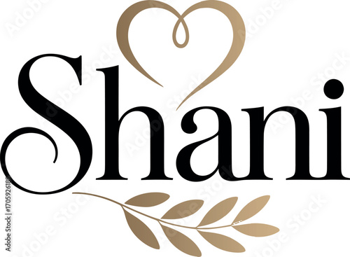 Vector art of elegant shani logo design with a heart and olive branch, perfect for a wedding planner or event organizer branding