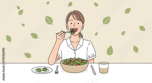 Healthy Lifestyle: Enjoying a Fresh Salad and Embrace a Balanced Diet for Wellness