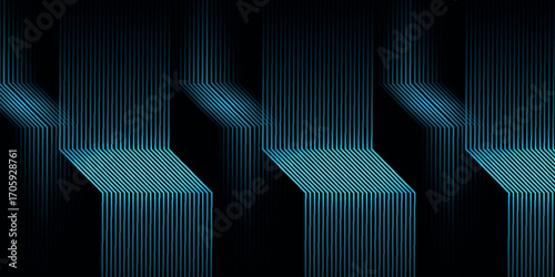 Dark abstract background with overlapping glowing blue lines. Modern graphic design element for covers, banners, flyers, cards, or brochures. VOL. 5
