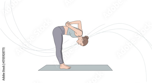 Illustration Of A Woman Doing Yoga Pose, Health And Wellness Concept