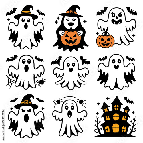 Halloween Ghost  SVG Icon Bundle