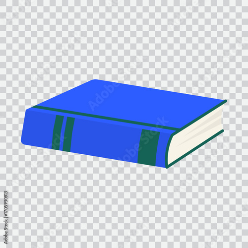 Blue closed book isolated on transparent background. Single element for school design.Vector.