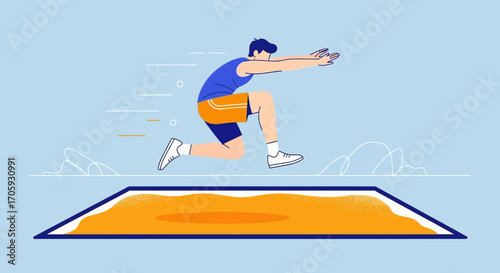 Illustrative Long Jump Illustration Featuring An Athlete Engaging In Athletic Competition