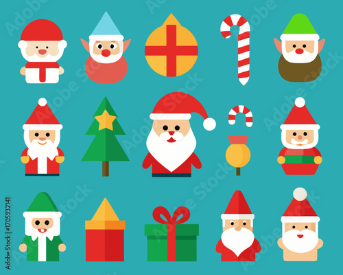 Cute christmas characters and symbols collection
