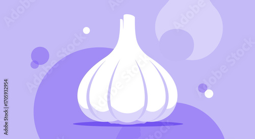 Isolated Vector Visualization of Fresh Garlic Bulb in a Delightful Purple Hue