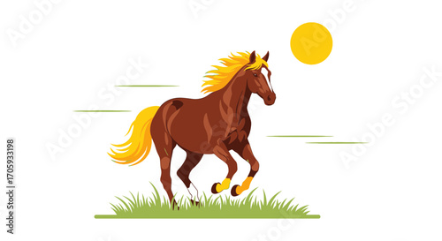 Majestic Horse Galloping Under The Sun Depicting Freedom And Strength In Nature's Realm