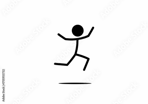 A black stick figure appears to be midjump over a short dark line
