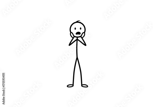 A shocked stick figure with hands on cheeks
