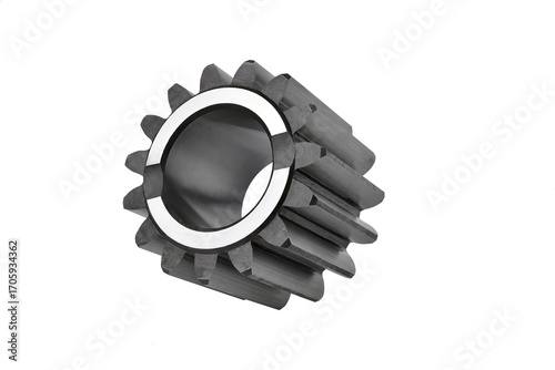 gear of a car gearbox, gear for transmitting rotation in mechanisms on a white background