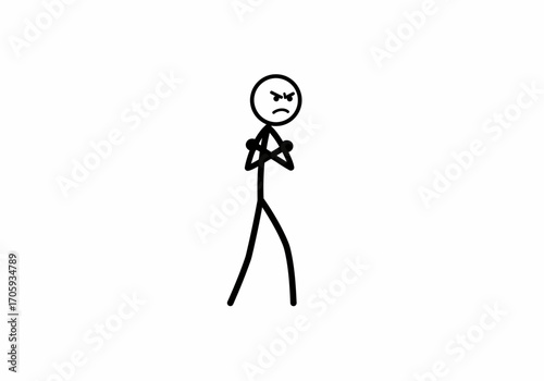 Angry stick figure with crossed arms and a scowling face