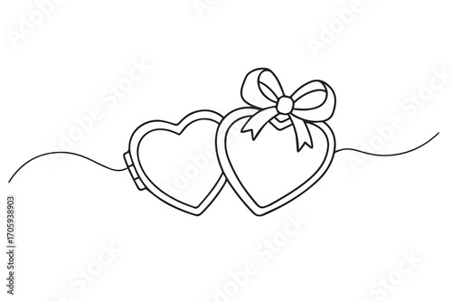 Outline heart locket drawing simple doodle vector clipart of romantic jewelry symbol for valentine’s day, couple art and gift decoration Eps