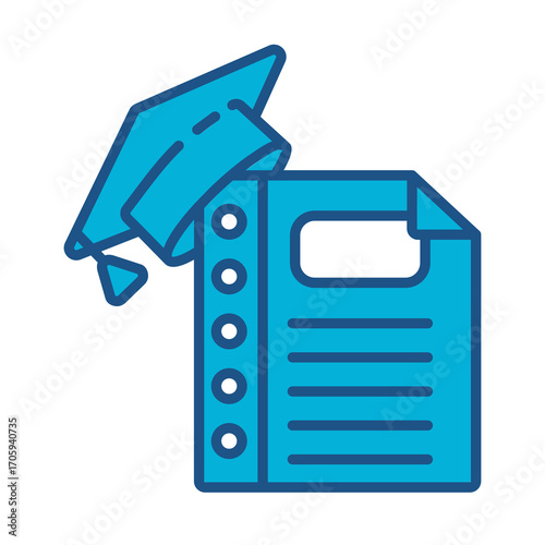 Program Icon In Blue Monochrome Flat Design, Vector Illustration