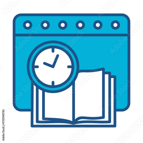 Administration Icon In Blue Monochrome Flat Design, Vector Illustration