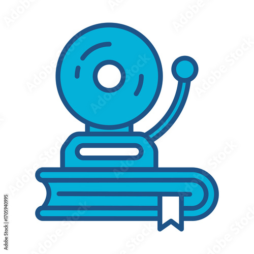 Back To School Icon In Blue Monochrome Flat Design, Vector Illustration