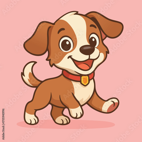 Cute cartoon puppy dog pet vector illustration