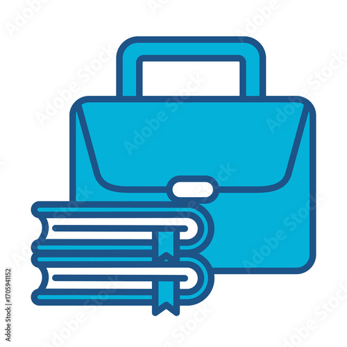 Bag Icon In Blue Monochrome Flat Design, Vector Illustration