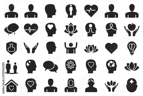 Set of black mental health icons