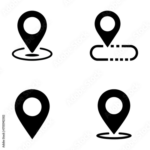 location pin icons on white background. location icon set