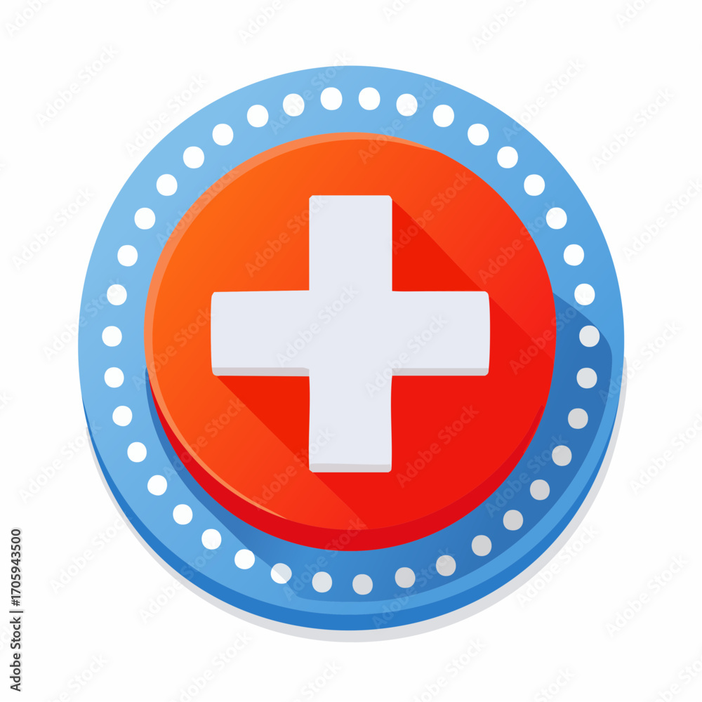 Obraz premium White Cross on Red and Blue Circular Icon