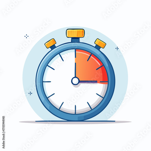 Pixel Art Stopwatch with Orange Section on Light Blue Circle