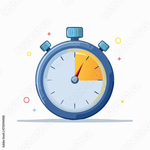 Pixel Art Stopwatch with Orange Segment on White Background