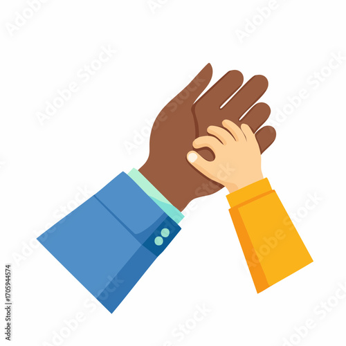 Adult And Child Hand Holding On White Background