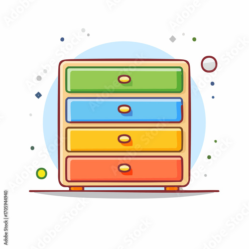 Colorful Wooden Chest of Drawers With Four Drawers