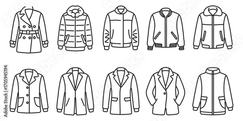 Men Fashion Clothes Line Art Vector Set