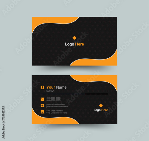business card design with elegant white and black color. Business card design template, Clean professional business card template, visiting card, business card template.