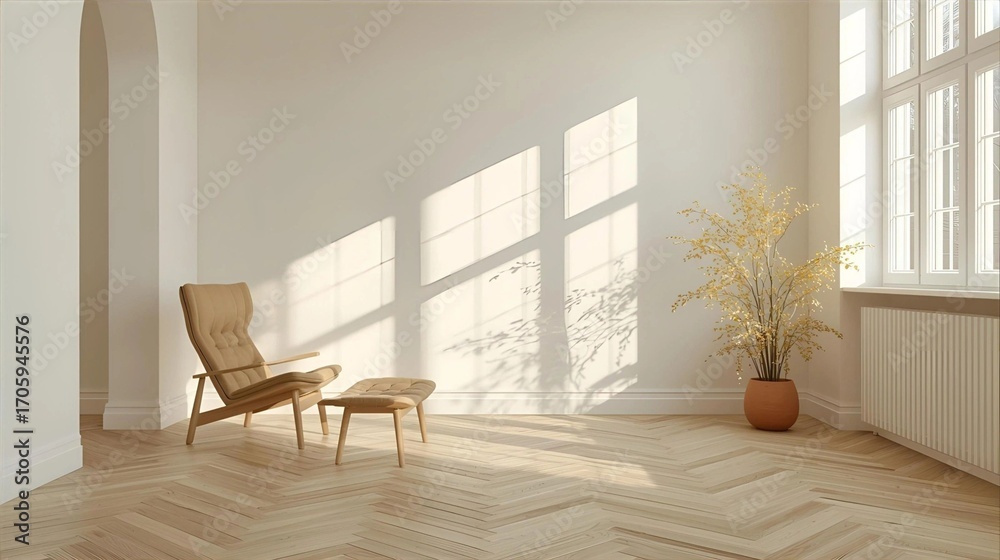 Fototapeta premium Cozy Reading Corner in Minimalist Home