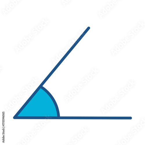 Angle Icon In Blue Monochrome Flat Design, Vector Illustration