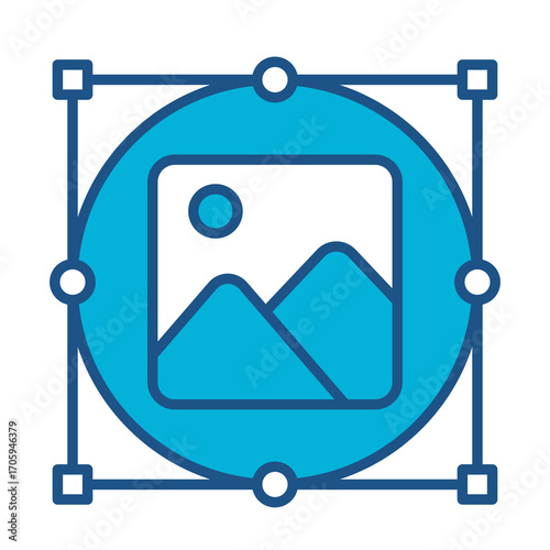 Selection Icon In Blue Monochrome Flat Design, Vector Illustration