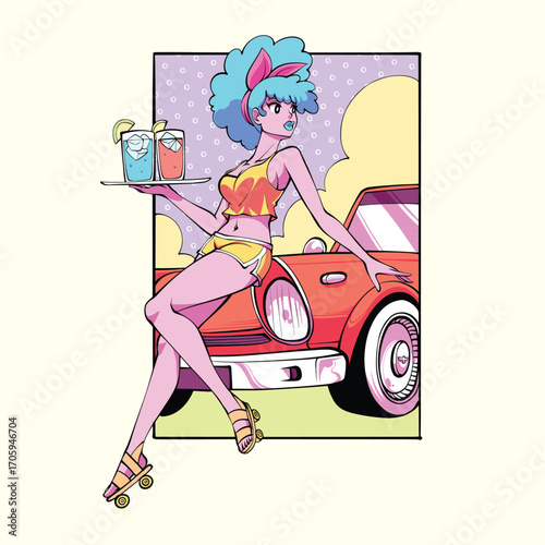 anime girl character vector illustrator