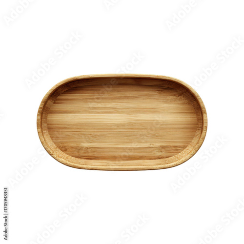 Oval Bamboo Serving Tray - Empty Wooden Platter, Top View