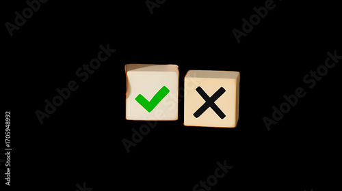 Free Download Decision making with a green checkmark and a black cross on cubes - GFXLoad