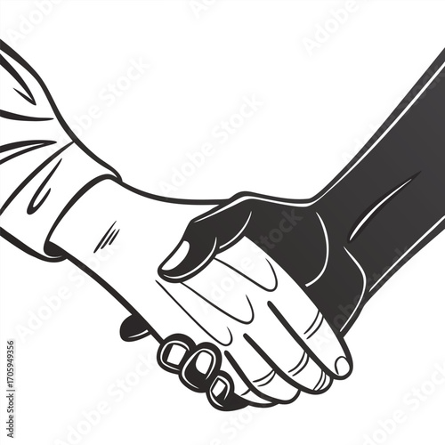 Two distinct ethnicity hands are shown shaking, symbolizing agreement and harmony with transparency