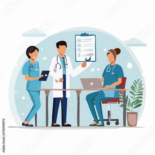Medical Professionals Collaborating A Team of Doctors and Nurses Working Together